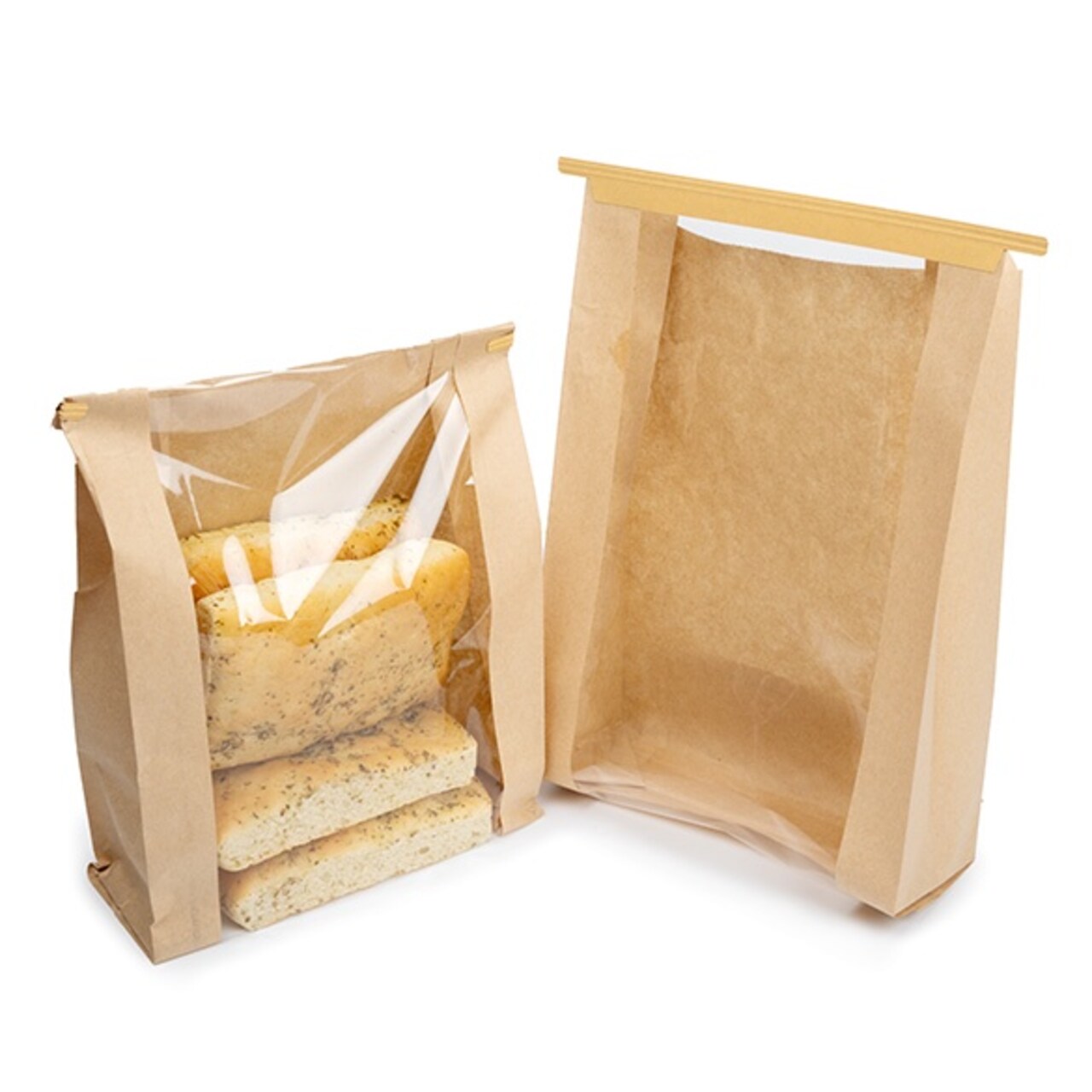 8 5/16" x 3 1/2" x 13 13/16" Kraft Bread Bag w/ Tin Tie Closure